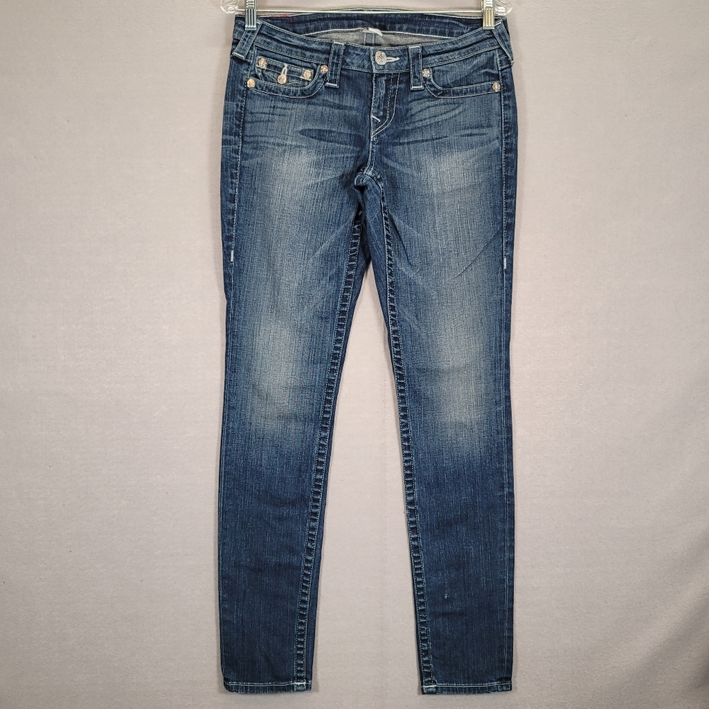 True Religion Women's  Blue Skinny Jeans  Low Rise Size 29 X 31.5